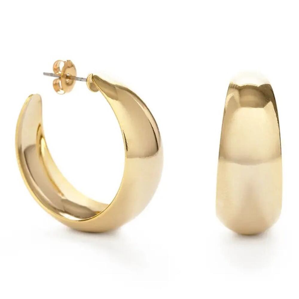 NWT Amano Studio Large 2 Inch Vintage Chunky Hoop Earrings Gold Plated 70s Mold